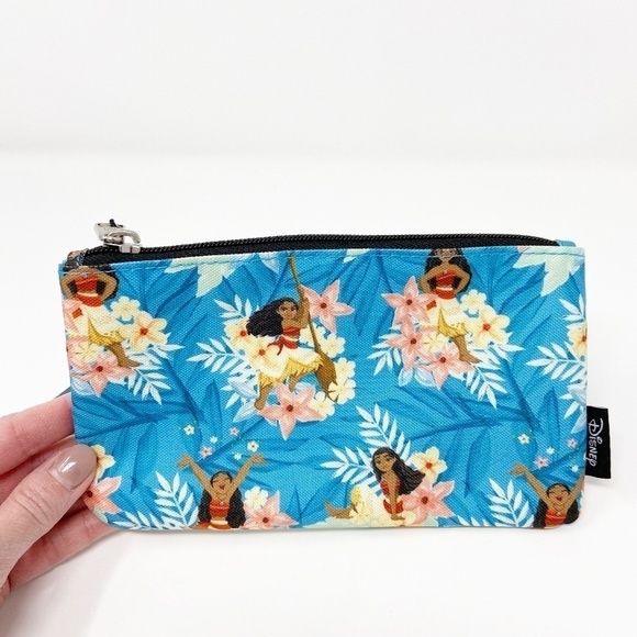 LOUNGEFLY | Moana Blue Floral Print Nylon Pouch - Picture 2 of 5